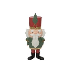 Soldat Père Noël vert et rouge en métal H.72 5 cm  grossiste en personnages de Noël pour fleuristes