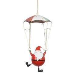 Père Noël en parachute à suspendre en métal  grossiste en décoration de vitrine de Noël