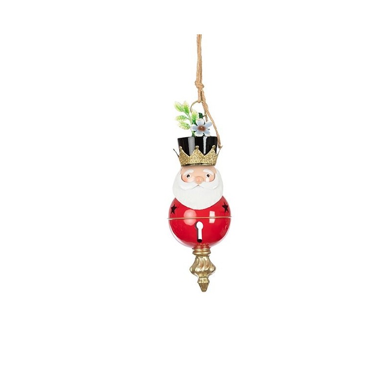 Petite boule Père Noël à suspendre en métal H.34 cm  grossiste en boules de Noël pour fleuristes