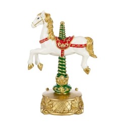 Cheval de manège de Noël en résine H.24 cm  grossiste en décoration de Noël pour fleuristes