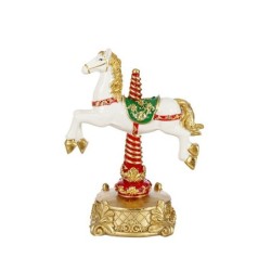 Petit cheval de manège de Noël en résine H.20 5 cm  grossiste en figurines de Noël pour fleuristes