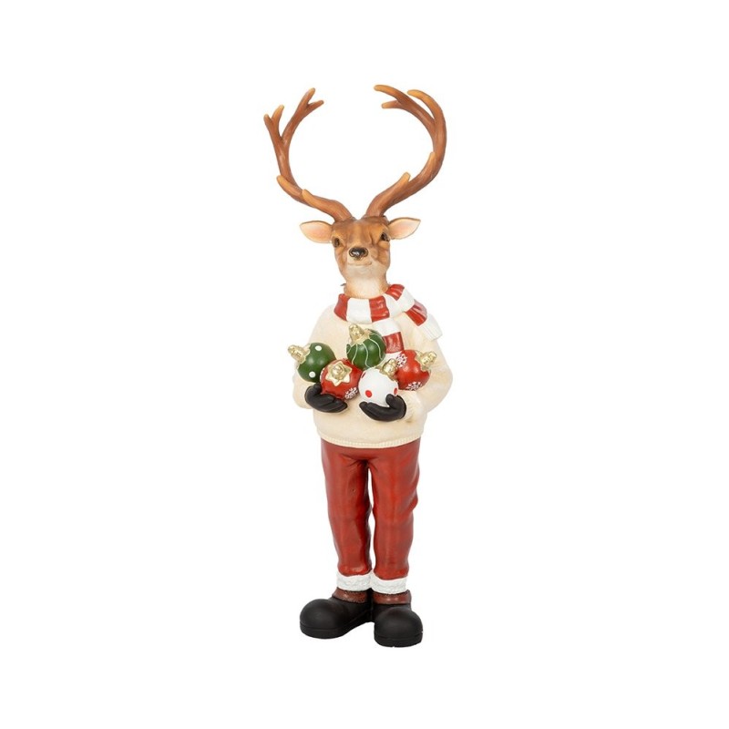 Renne de Noël debout avec boules en résine H.92 5 cm  grossiste en décoration de vitrine de Noël