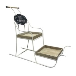 Luge présentoir blanche en bois et métal 97 cm  grossiste en décoration de vitrine de Noël