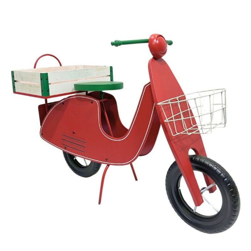 Scooter porte-fleurs rouge en métal 111 cm  présentoir vente en gros pour fleuristes