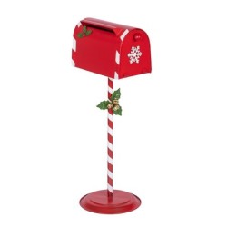 Boîte aux lettres de Noël rouge sur pied 35 x 29 H.87 cm - grossiste en décoration de Noël