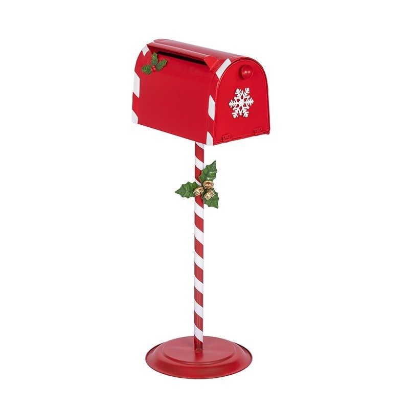Boîte aux lettres de Noël rouge sur pied 35 x 29 H.87 cm - grossiste en décoration de Noël