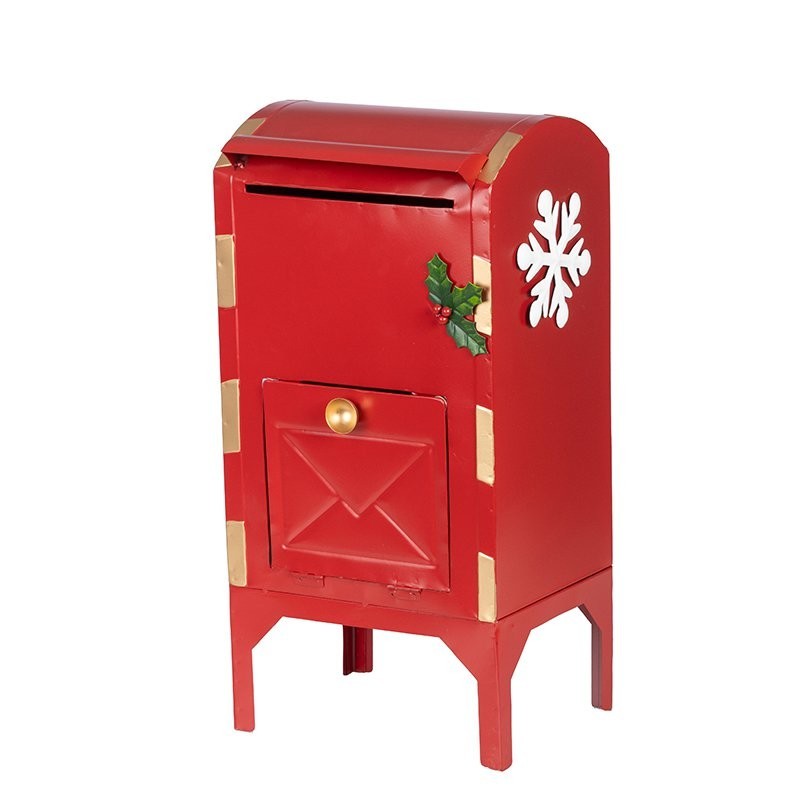 Boîte aux lettres de Noël rouge 26 5 x 22 5 H.53 5 cm - grossiste en décoration de Noël