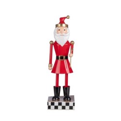 Figurine Père Noël sur socle damier Ø12 H.41 cm - grossiste en personnages de Noël
