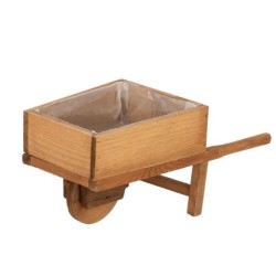 Grande brouette décorative en bois marron 40 x 20 H.20 cm - grossiste en contenants en bois