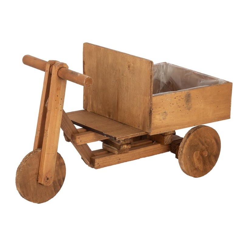 Grand tricycle porte-plante en bois marron 52 x 22 H.27 cm - grossiste en contenants en bois