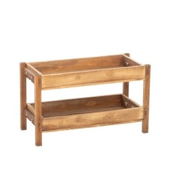 Étagère en bois marron à deux niveaux 64 x 28 H.38 cm - grossiste en présentoirs pour fleuristes