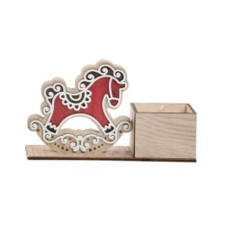 Cheval à bascule rouge avec bac carré en bois 22 x 7 H.12 5 cm - grossiste en contenants de Noël