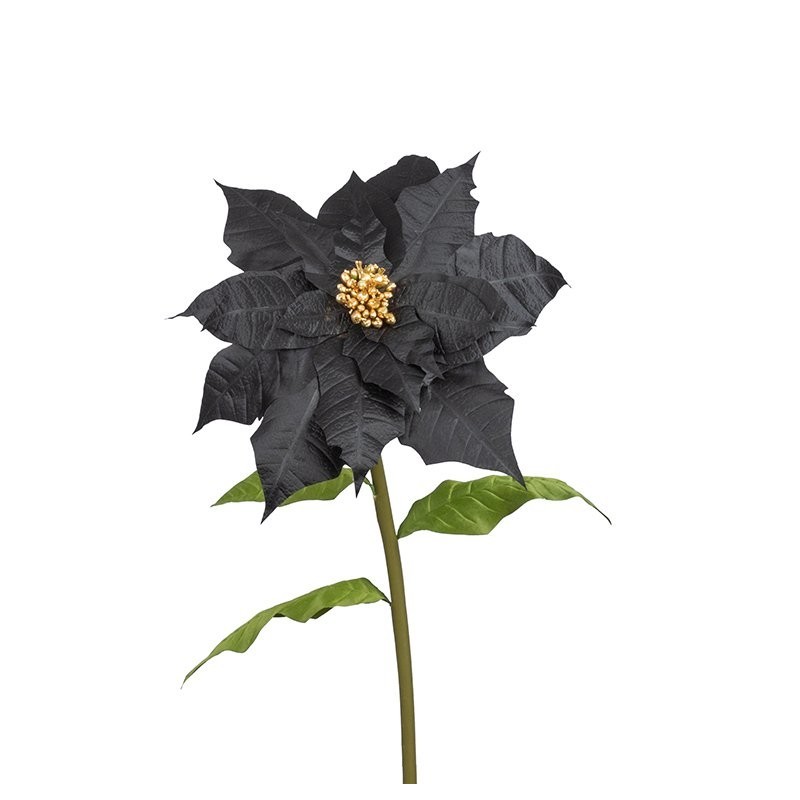 Étoile de Noël géante noire à pistil doré Ø55 H.135 cm - grossiste en décoration de Noël