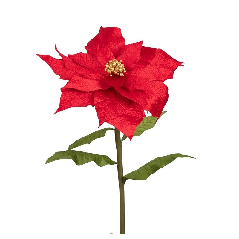 Étoile de Noël géante rouge à pistil doré Ø55 H.135 cm - grossiste en décoration de Noël