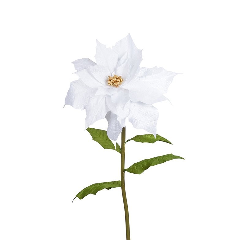 Étoile de Noël géante blanche à pistil doré Ø55 H.135 cm - grossiste en décoration de Noël