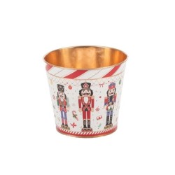 Cache-pot casse-noisette en fer-blanc Ø13 5 H.11 5 cm - grossiste en cache-pots de Noël