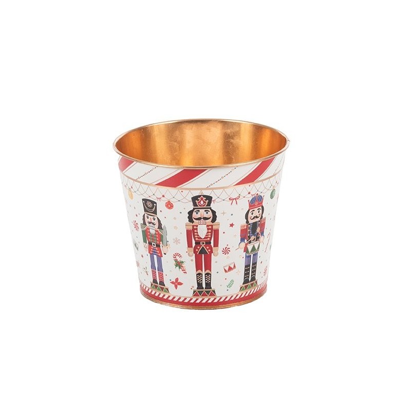 Cache-pot casse-noisette en fer-blanc Ø13 5 H.11 5 cm - grossiste en cache-pots de Noël