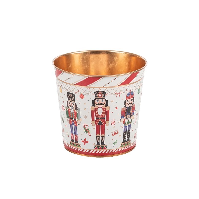 Cache-pot casse-noisette en fer-blanc Ø15 H.13 5 cm - vente en gros pour fleuristes