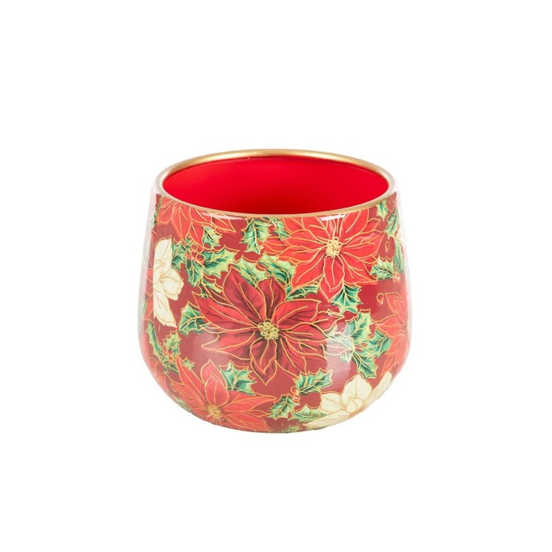 Cache-pot évasé étoiles de Noël en fer-blanc Ø13 5 H.11 5 cm - grossiste en cache-pots de Noël