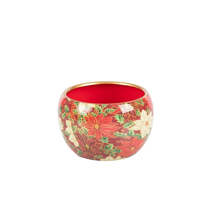 Cache-pot bombé étoiles de Noël en fer-blanc Ø15 5 H.13 cm - grossiste en cache-pots de Noël