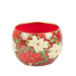 Cache-pot bombé étoiles de Noël en fer-blanc Ø20 H.14 cm - vente en gros pour fleuristes