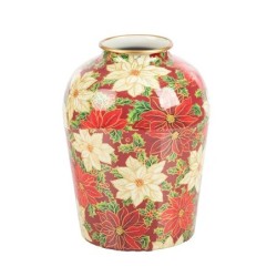 Vase bombé étoiles de Noël en fer-blanc Ø14 5 H.19 cm - grossiste en vases de Noël pour fleuristes
