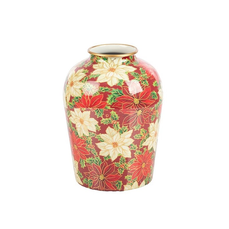 Vase bombé étoiles de Noël en fer-blanc Ø14 5 H.19 cm - grossiste en vases de Noël pour fleuristes