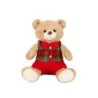 Peluche ourson assis tenue écossaise rouge et verte H.40 cm  grossiste en peluches de Noël
