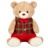 Peluche ourson géant assis tenue écossaise rouge et verte H.65 cm  grossiste en décoration de vitrine