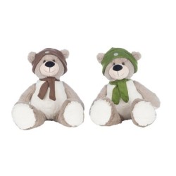 Ourson en peluche bonnet et écharpe H.30 5 cm - 2 couleurs assorties  grossiste en peluches  vente en gros pour fleuristes