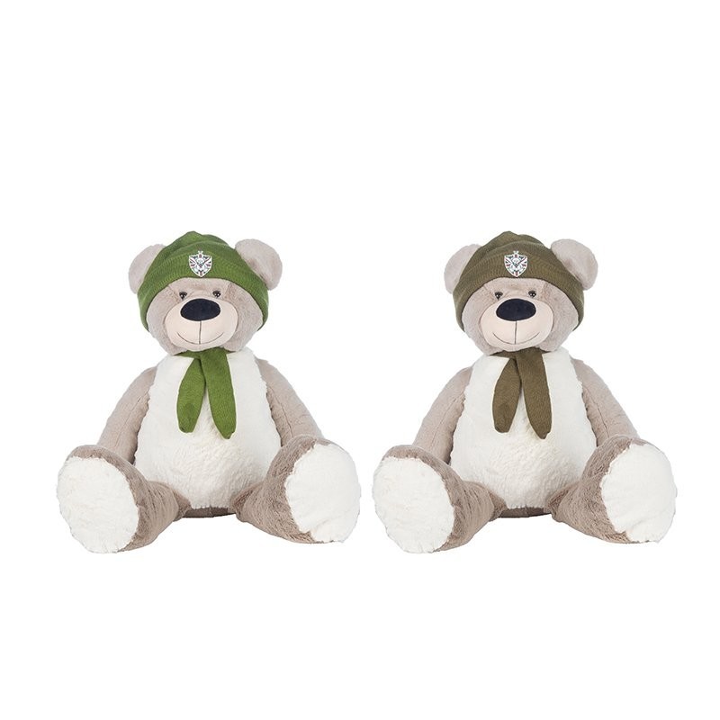 Ourson en peluche bonnet et écharpe H.50 cm - 2 couleurs assorties  grossiste en peluches  vente en gros pour fleuristes