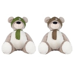 Ourson en peluche bonnet et écharpe H.80 cm - 2 couleurs assorties  grossiste en peluches  vente en gros pour fleuristes