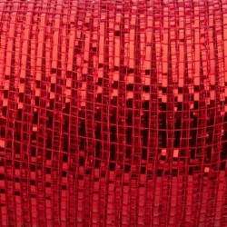 Rouleau de filet déco rouge à bandes métallisées 52 cm x 10 yards  grossiste en emballage fleuriste