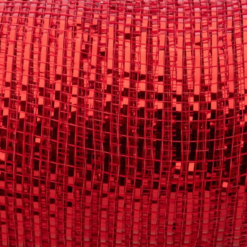 Rouleau de filet déco rouge à bandes métallisées 52 cm x 10 yards  grossiste en emballage fleuriste