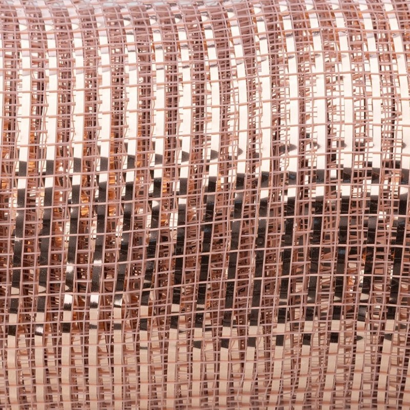 Rouleau de filet déco rose à bandes métallisées 52 cm x 10 yards  grossiste en emballage fleuriste