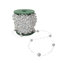 Guirlande de perles argent en rouleau 12 mm et 3 mm  30 m  grossiste en décoration pour fleuristes