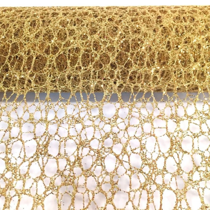 Rouleau de résille pailletée or 50 cm x 5 yards  grossiste en emballage fleuriste