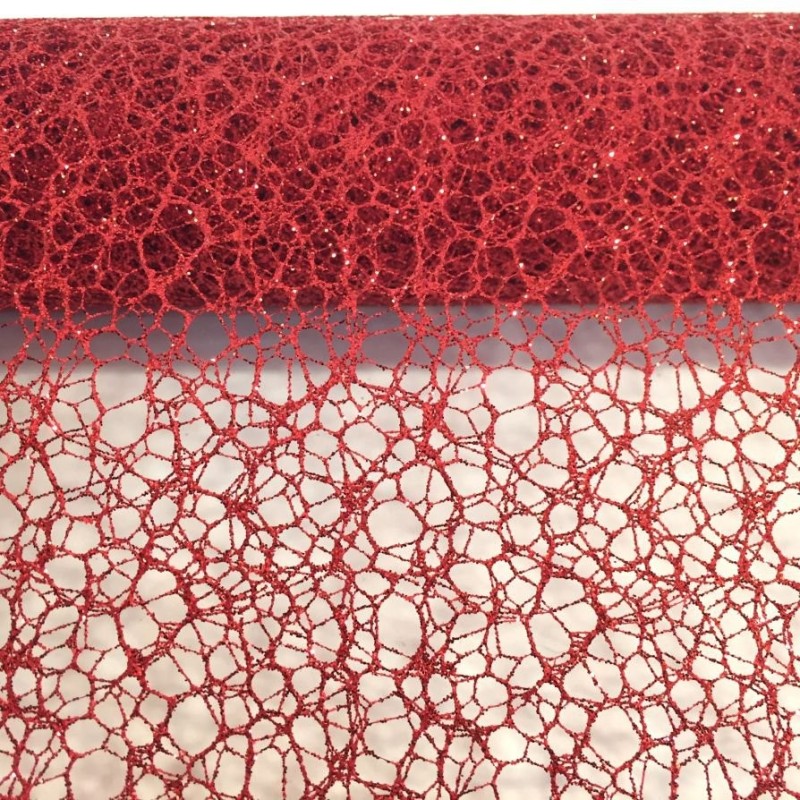 Rouleau de résille pailletée rouge 50 cm x 5 yards  grossiste en emballage fleuriste