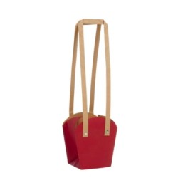 Sac en papier rouge foncé à anses 13 x 9 5 H.15 cm  lot de 10 - vente en gros pour fleuristes et boutiques