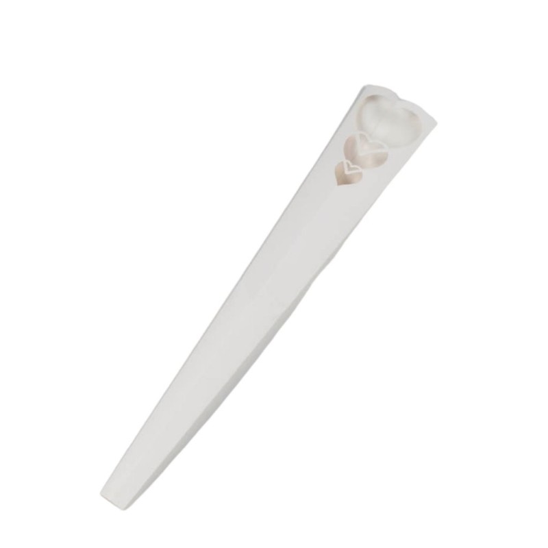 Porte-rose en papier blanc avec cœur découpé H.65 cm  lot de 20 - vente en gros pour fleuristes