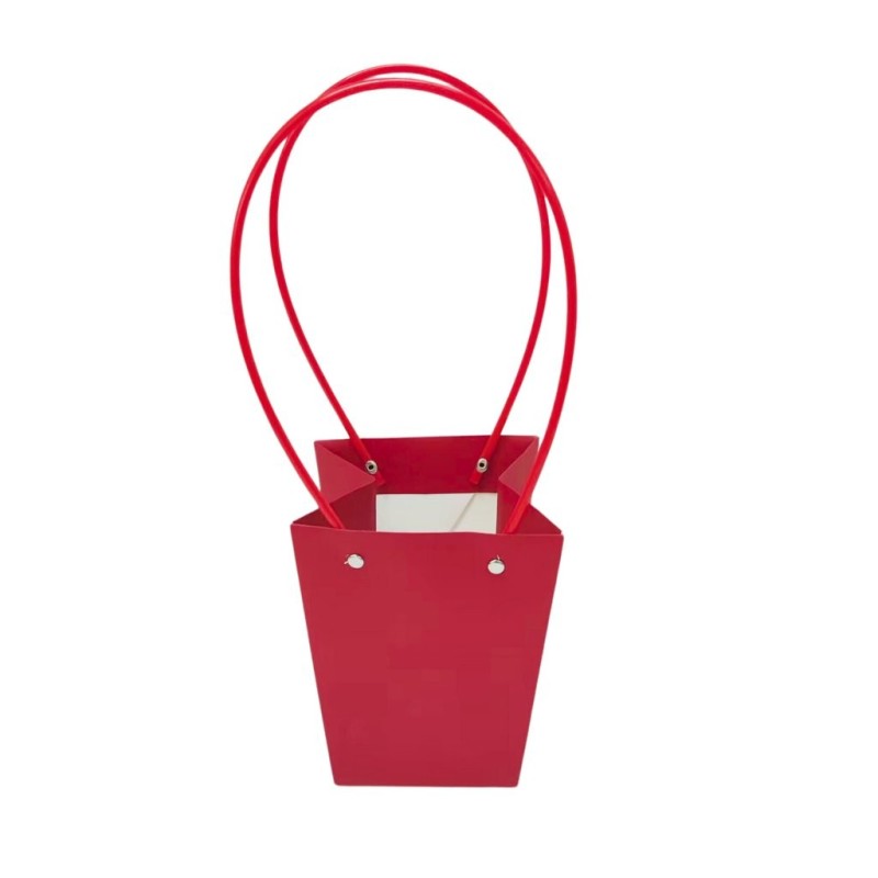 Petit sac rouge à anses cordon 13 x 13 H.15 cm  lot de 10 - grossiste en emballage cadeau