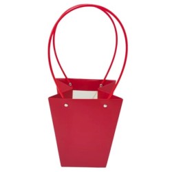 Sac cadeau rouge à anses cordon 17 x 17 H.20 cm  lot de 10 - vente en gros pour boutiques et fleuristes
