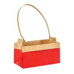 Sac en papier rectangulaire rouge à anse 23 x 12 H.12 cm  lot de 10 - grossiste en emballage fleuriste