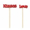 Pique Kisses et Love rouge H.50 cm lot de 12  vente en gros pour fleuristes