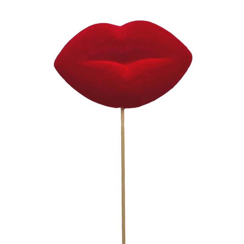 Pique bouche rouge Ø12 H.35 cm en lot de 8 - grossiste en décoration de Saint-Valentin