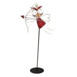 Hibou Cupidon aux grands yeux en métal sur pied H.80 cm - grossiste en décoration de vitrine
