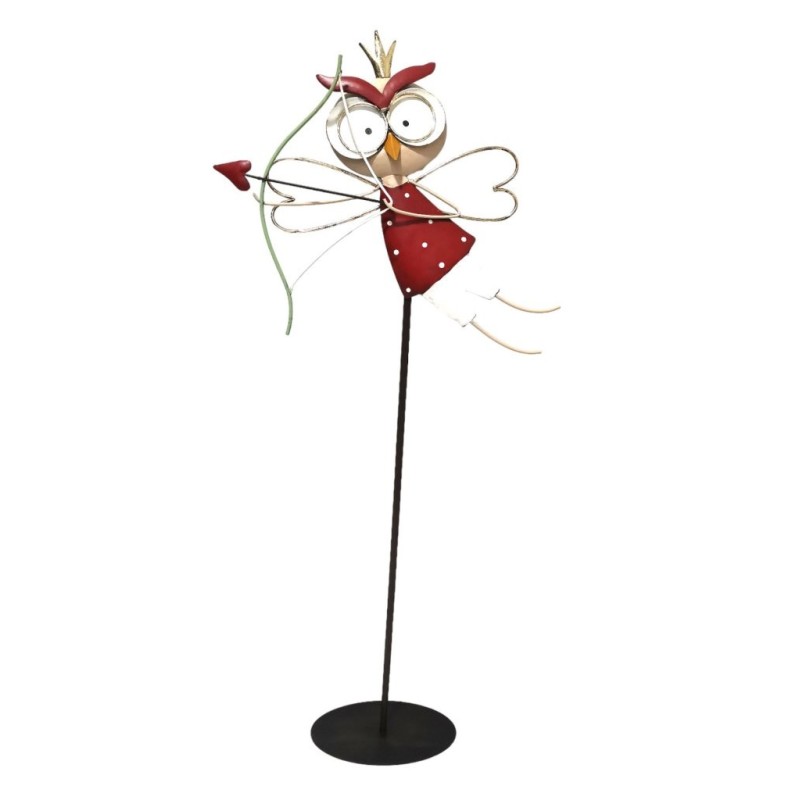 Hibou Cupidon aux grands yeux en métal sur pied H.80 cm - grossiste en décoration de vitrine