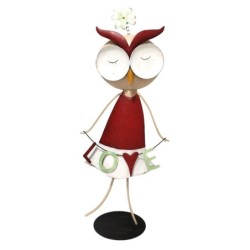 Hibou aux grands yeux avec inscription Love en métal H.65 5 cm - grossiste en décoration de Saint-Valentin