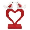 Cœur rouge aux deux oiseaux sur socle en métal H.38 5 cm - grossiste en décoration de mariage
