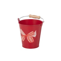 Seau rouge à nœud en fer-blanc Ø10 5 H.10 5 cm - grossiste en contenants pour fleuristes